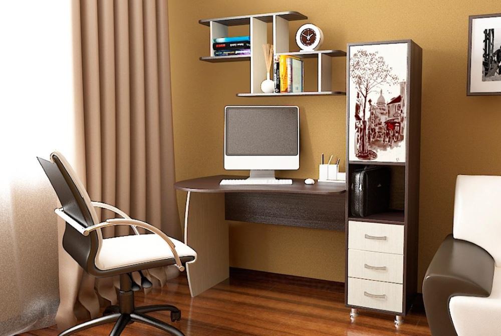 Фото Стол компьютерный Гимназист(М) (с полкой) от производителя ТриЯ в Ялте по цене 15&nbsp;510 ₽