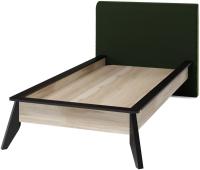 Кровать односпальная Нео (СМ 90х200) с основанием ( 90х200 , ЛДСП/ткань , дуб рокпайл-черный-бруно 8 , без подъемного мех. , без ящиков , без матраса (Регина) ) в Ялте от производителя 