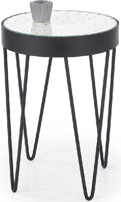 Стол журнальный Halmar Naturo (металл окрашенный, стекло-дерево-прозрачный-белый,  черный (Halmar ) ) Стол журнальный Halmar Naturo (металл окрашенный, стекло-дерево-прозрачный-белый,  черный (Halmar ) )