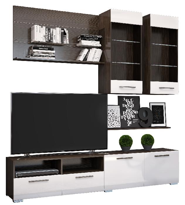 Гостиная Ненси 3 (венге, белый глянец,(Горизонт))