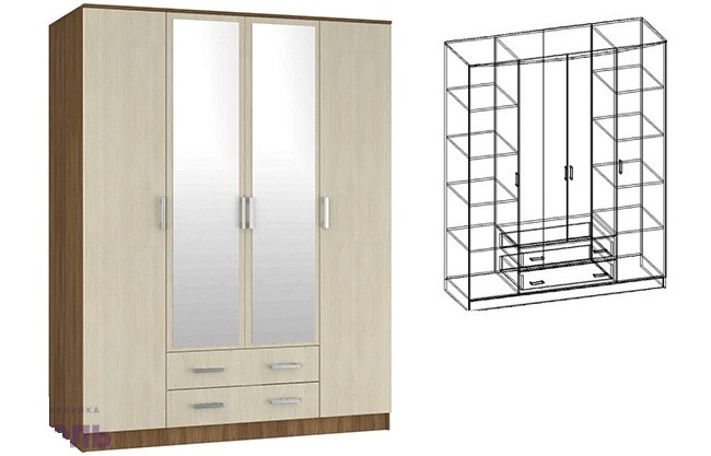 Фото Шкаф Светлана (168) четырехдверный от производителя Мебель Маркет в Ялте по цене 34 440 ₽