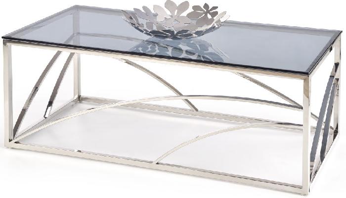 Стол журнальный Halmar Universe  (металл окрашенный, стекло-дымчатый,  серебристый (Halmar ) ) Стол журнальный Halmar Universe  (металл окрашенный, стекло-дымчатый,  серебристый (Halmar ) )