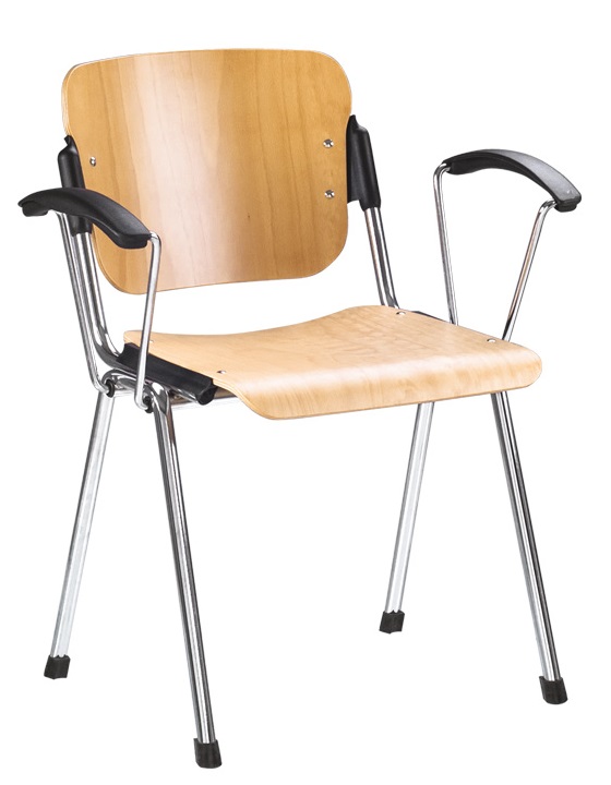 Фото Стул для посетителя Эра (Era) wood arm (хром) от производителя Новый стиль в Ялте по цене 4 840 ₽
