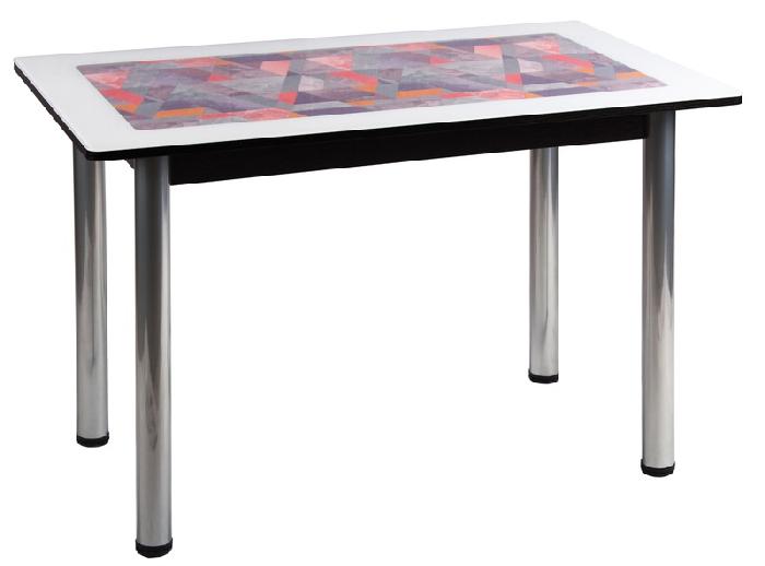 Стол обеденный Стиль 2 Кармен (металл окрашенный, лдсп-стекло-абстракция,  коричневый муар (Мебель из стекла) ) Стол обеденный Стиль 2 Кармен (металл окрашенный, лдсп-стекло-абстракция,  коричневый муар (Мебель из стекла) )