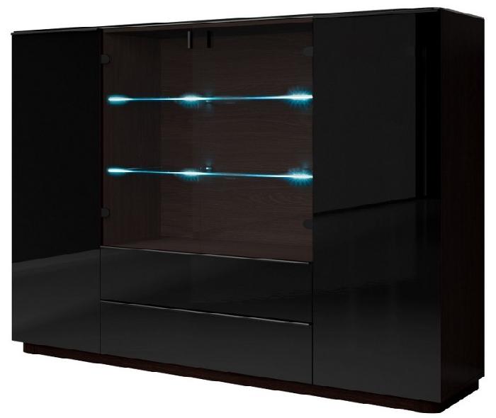 Комод-4D2S typ 48 Togo (венге ламинат-черное (Helvetia) )