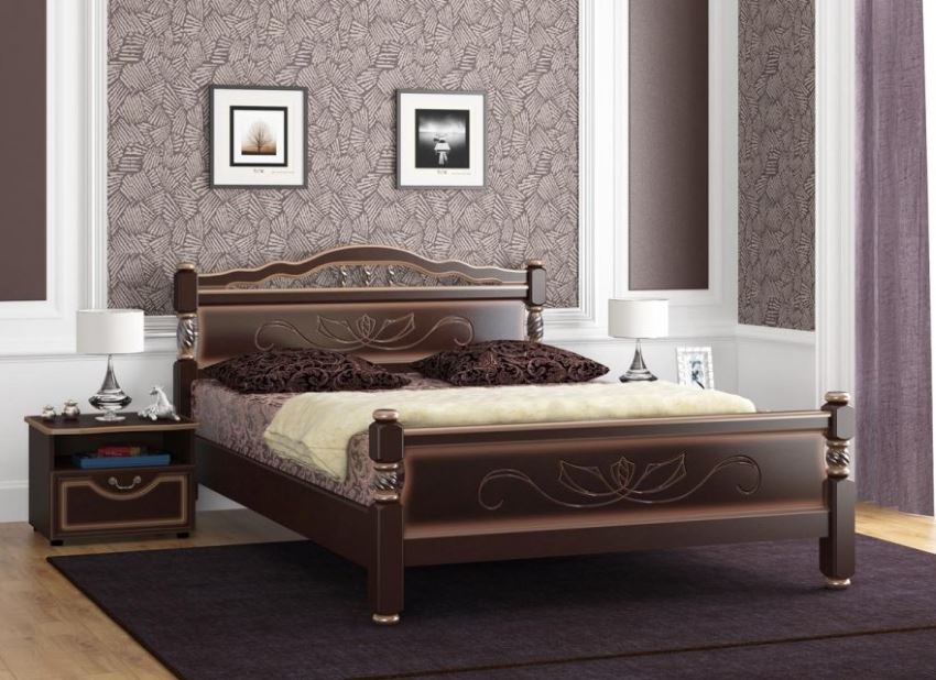 Фото Кровать двуспальная Карина-5 (СМ 140х200) без основания с универсальными царгами от производителя Браво-мебель в Ялте по цене 17&nbsp;530 ₽
