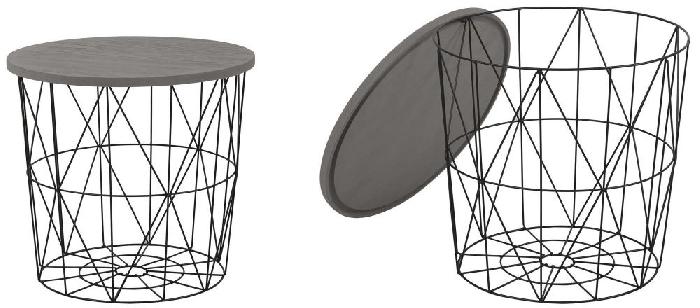 Стол журнальный Halmar Mariffa (металл окрашенный, мдф-шпон-серый,  черный (Halmar ) ) Стол журнальный Halmar Mariffa (металл окрашенный, мдф-шпон-серый,  черный (Halmar ) )