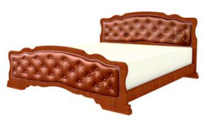 Фото Кровать двуспальная Карина-10 (СМ 160х200) с элементами экокожи, без основания с универсальными царг от производителя Браво-мебель в Ялте по цене 20 370 ₽