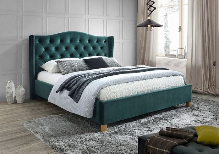 Фото Кровать двуспальная Signal Aspen velvet bluvel (СМ 140х200) c ортопедическим основанием от производителя Signal в Ялте по цене 70 580 ₽